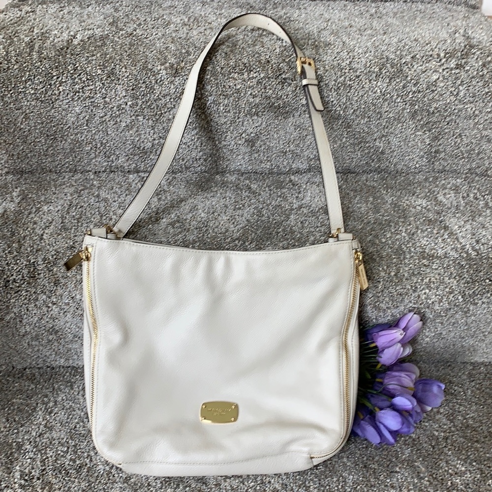 MK Large Cream Pebble Leather Shoulder Bag